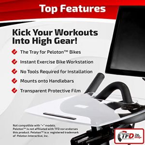 TFD The Tray | Compatible with Peloton Bikes (Original Models), Made in USA | Premium Acrylic Holder for Laptop, Tablet, Phone, Books & More - The Ultimate Peloton Accessories