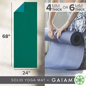Gaiam Yoga Mat Classic Solid Color Reversible Non Slip Exercise & Fitness Mat for All Types of Yoga, Pilates & Floor Workouts, Turquoise Sea, 4mm