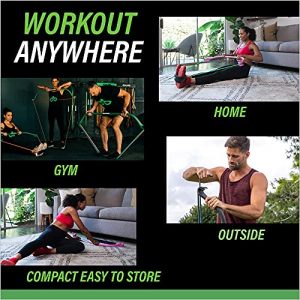 Original Gorilla Bow Portable Home Gym Resistance Bands and Bar System for Travel, Fitness, Weightlifting and Exercise Kit, Full Body Workout Equipment Set (Original Bow, Green, Base Bundle)