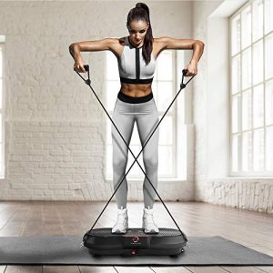 Axis-Plate Vibration Plate Exercise Machine with Resistance Bands - Whole Body Fitness Platform - Black