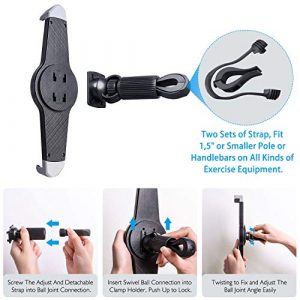 JUBOR Bike Tablet Holder Upgrade Sizs Fit 9.5 to 14 inches Tablets, Bicycle Tablet Mount for Indoor Gym Treadmill, Spinning, Exercise Bike Tablet Holder for iPad Air, Pro,Galaxy Tab S7+, MatePad Pro