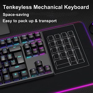 GIM 87 Keys Gaming Keyboard TKL Mechanical Keyboard Blue Switches RGB Backlit Compact Keyboard Portable USB Wired Keyboard for Windows PC Gamers Black
