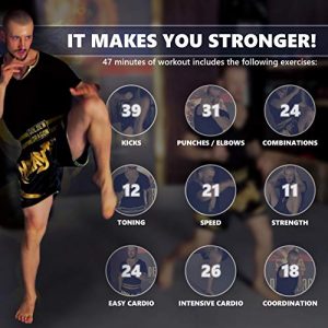 Kickboxing DVDs workout for women men 47 minutes - and Instructional kickbox Muay Thai video training 10 lessons 143 minutes - Cardio exercise - Way of The Warrior Step 1 Base technique - 2 in 1