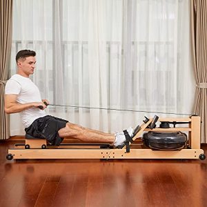 Wooden Water Rower Rowing Machine Foldable Rower Machine for Home Use Water Resistance Wood Rower Exercise Machine