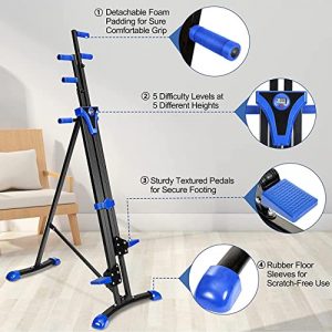 Vertical Climber Upgraded Home Gym Exercise Folding Climbing Machine for Full Body Trainer Fitness Stepper Stair Climber Cardio Workout Training Legs Arms Abs Calf (Blue)