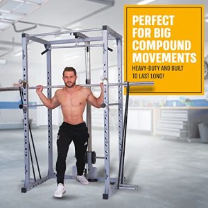 Gymnastics Power Rack with 24 Accessories, Squat Rack with Lat Pulldown and Pull Up Bar, Commercial High Capacity Home Gym Machine with All Equipment Included