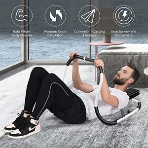 GYMAX Ab Cruncher, Abdominal Trainer Sit up Assistant Roller with Padded Headrest, Fitness Exercise Training Machine for Core Muscle, Home Gym Portable Ab Mat Trainer