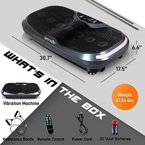 Standing 3D Vibration Board Exercise Machine - Whole Body Workout Vibration Fitness Platform Passive Exercise - 2 Motor 3D Motion Technology, Resistance Band - Weight Loss & Toning - SereneLife SLVBX3