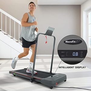 HouseFit Under Desk Treadmill with Bluetooth APP for Walking and Running Mode 2 in 1 Small Treadmill for Apartment with iPad and Phone Support LCD Display