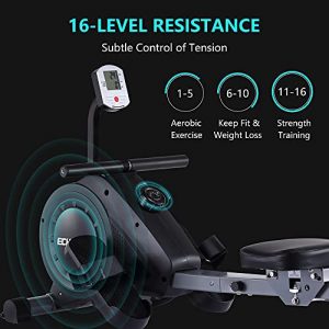 ECHANFIT Magnetic Rower Machine with 16-Level Silence Resistance for Whole Body Rowing with LCD Monitor for Home Gym, Cardio Exercise and Strength Training