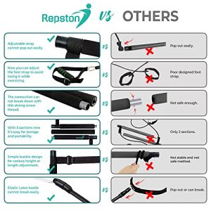 Repston Pilates Bar with Resistance Bands for Women and Men - Portable Pilates Bar Kit for Body Fitness - 3 Section Yoga Stick Exercise Bar with Adjustable Resistance Band for Home and Gym Equipment