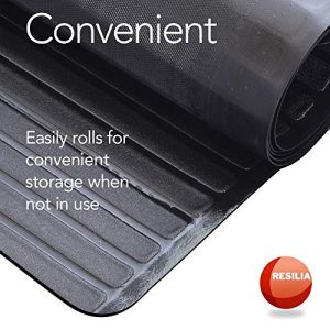 RESILIA Extra Long Non-Slip Exercise Mat - 8.5 Feet, Black, Waterproof, Large Mat for Use Under Treadmill or Rowing Machine, Gym and Fitness Equipment, Dual Pad, Hard Floor