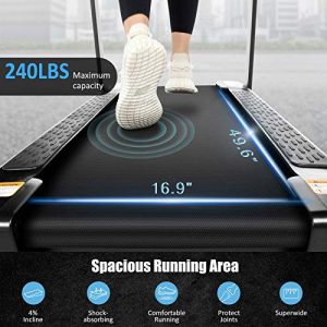 Folding Treadmill for Home, Cardio Running Machine, 12 Program, LED Touch Screen, 7 Color LED Lights, Bluetooth Speakers, APP Control, Heart Sensor