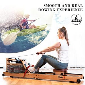 SNODE Foldable Wood Water Rowing Machine with APP, Rowing Machine Water Resistance for Home Use with LCD Monitor, Water Resistance Wood Indoor Rower, Soft Seat, Home Fitness Workout (Beech)