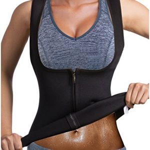 GAODI Women Waist Trainer Vest Slim Corset Neoprene Sauna Tank Top Zipper Weight Loss Body Shaper Shirt (M, Black)
