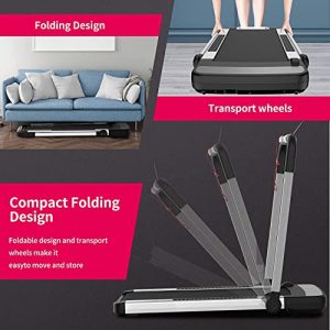 2 in 1 Under Desk Treadmill, 2.25HP Installation-Free Electric Treadmill, Foldable Walking Jogging Machine with Wheels for Home, Office & Gym with APP, Remote Control and LED Display (220 LB Capacity)