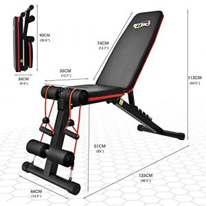 Adjustable Folding Weight Bench,Foldable Incline Decline Workout Bench Sit Up Bench with Resistance Band,Multifunctional Bench Home Gym Equipment for Full Body Workout
