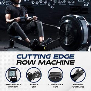 STRONGICK - Foldable Rowing Machine, 10 Levels of Air Resistance Training of up to 500 lbs, Cardio Machines for Home Use, Adjustable Folding Rowing Machine, Seated Row Machine with Digital LCD Display