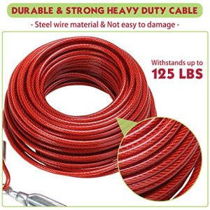 EXPAWLORER Dog Tie Out Cable Set - 75FT Heavy Duty Dog Run Cable with 10FT Runner & 7FT Binding for Dogs up to 125lbs, Dog Lead for Yard, Camping, Parks