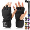 WYOX Boxing Wraps MMA Gloves Inner Boxing Gloves for Men Women Youth - EZ-Off & On - Thick Knuckle Padding - Breathable Fabric Hand Wraps Heavy Bag Gloves (Black, S-M)