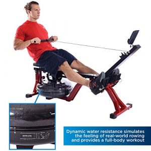 Stamina X Water Rower, Compact Rowing Machine with Heart Rate Transmitter and Multi-Function Monitor