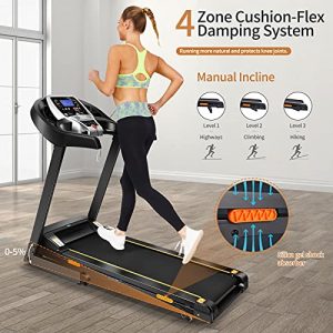 Treadmill with Incline for Home with APP, 3.25 HP Folding Treadmill 300 lbs Capacity, 9 MPH Running Machine for Home/Gym with Shock Absorber, Bluetooth Speaker/LCD/Pulse Monitor, 12 Programs