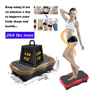 Vibration Plate Exercise Machine, Weight Loss Toning Shaping Full Body Workout Machine, Remote|Resistance Bands|Music Fitness Equipment Home Gym Machine,264 lbs Max Load (Red)