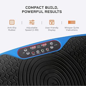 Lifepro Waver Mini Vibration Plate - Whole Body Vibration Platform Exercise Machine - Home & Travel Workout Equipment for Weight Loss, Toning & Wellness - Max User Weight 260lbs (Blue)