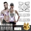 OSITO EMS Muscle Toner ABS Stimulator Rechargeable Abs Trainer Abdominal Muscle Toner Electronic Toning Belts with 10 Replacement Gel Pads for Home Office Travel Exercises Device