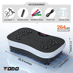 TODO Vibration Platform Whole Body Vibrating Board for Weight Loss & Workout Home Fitness Plate, Remote Control/Bluetooth Music/USB Connection/Resistance Bands