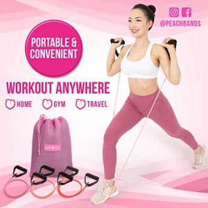 Peach Bands Resistance Tube Bands Set - Exercise Bands with Handles, Door Anchor and Workout Guide