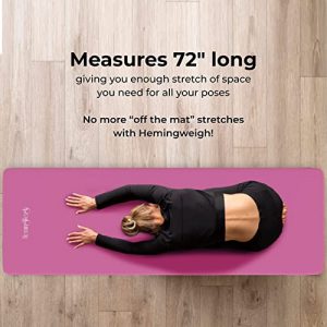 HemingWeigh Extra Thick Yoga Mat for Women and Men With Strap, 72x23 in Large Non-slip Exercise Mat for Home Workout Outdoor Training Pilates Stretching, Fitness Pad Cushions Knees and Back, Pink