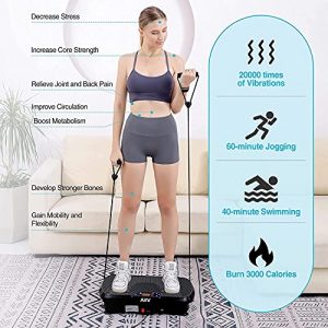 Vibration Plate Exercise Machine Whole Body Workout Vibrate Fitness Platform with Music Speaker Fitness Bands for Weight Loss Shaping Toning Wellness Home Gyms Workout