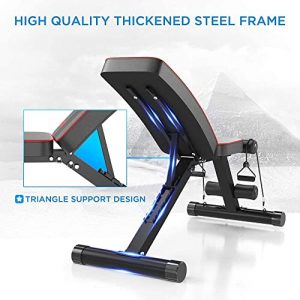 Yoleo Adjustable Weight Bench - Utility Weight Benches for Full Body Workout, Foldable Flat/Incline/Decline FID Bench Press for Home Gym (Black)