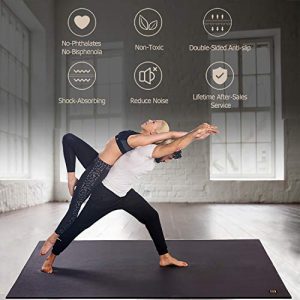 Gxmmat Large Yoga Mat Non-Slip 7'x5'x9mm, Thick Workout Mats for Home Gym Flooring, Extra Wide Exercise Mat for Men and Women Without Shoes, Non-Toxic Memory Foam, Comfortable for Stretching, Cardio