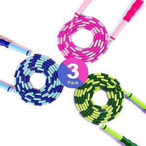 Jump Rope, Jump Rope for Kids, Men and Women Exercise Fitness Jump Rope, 3 Pack Tangle-Free of Adjustable Soft Beads Jump Rope, Skipping Rope for Keeping Fit---9.2 Feet