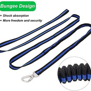 XiaZ Dog Tie Out Cable, 100ft Dog Trolley Runner Cable for Dogs up to 250lbs, Dog Lead for Yard, Camping, Outdoor, with 8 Ft Nylon Bungee Runner, Cable Sling to Protect Trees