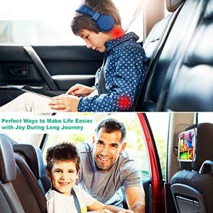 Car Headrest Mount Holder for Tablets, WONNIE Tablet Mount for Car Back Seat, Tablet Car Holder for Kids with Anti-Slip Strap & Silicone Holding Net/Fits All 7-10.5