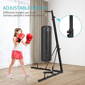 VIVOHOME Height Adjustable Foldable Heavy Duty Boxing Punching Bag Stand Steel Sandbag Rack Freestanding Up to 132 lbs for Home Fitness Stable