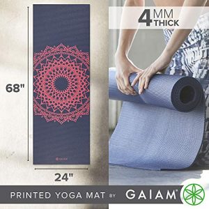 Gaiam Yoga Mat Classic Print Non Slip Exercise & Fitness Mat for All Types of Yoga, Pilates & Floor Workouts, Pink Marrakesh, 4mm, 68"L x 24"W x 4mm Thick
