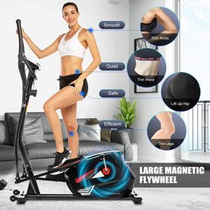 FUNMILY Elliptical Machine, Elliptical Trainer Cross Trainer with 10 Levels of Magnetic Resistance, Enhanced LCD Monitor, Heart Rate Sensor, APP & 390 lbs Weight Capacity for Home Gym