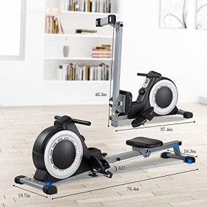 Magnetic Rowing Machine Rower, 250 LB Capacity 16 Levels Tension Silence Resistance for Whole Body Rowing w/LCD Monitor Foldable for Home Use Cardio Training Equipment
