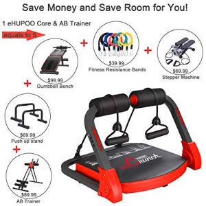 eHUPOO Ab Machine Abs Workout Equipment, Abs and Whole Body Exercise Equipment for Home Workouts,Core Strength Training&Abdominal Exercise Trainers With Resistance Bands for Home Gym.USA Patented