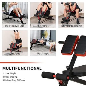 Soozier Upgraded Multi-Functional Hyper Extension Bench Dumbbell Bench Adjustable Roman Chair Ab Sit up Decline Flat