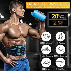 YEMIUGO Abs Trainer Flex Belt for Women Men, Upgrade No Need Replace Pad AB machine 6 Modes 15 Intensity Levels Abs Workout Equipment - Rechargeable Ab Trainer Belt Toner for Abdominal