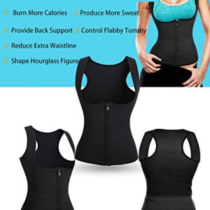 GAODI Women Waist Trainer Vest Slim Corset Neoprene Sauna Tank Top Zipper Weight Loss Body Shaper Shirt (M, Black)