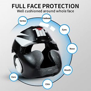 Boxing Headgear for Men Youth, MMA Training Kickboxing Sparring Martial Arts Head Gear Helmet, White, S/M