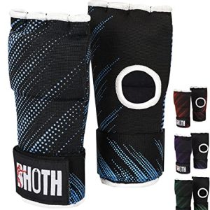 BHOTH Boxing Wraps, Gel Padded Boxing Hand Wraps, Boxing Gloves Inner Gloves (Pair) (S/M, Blue/Black)