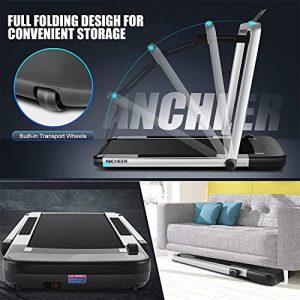 ANCHEER 2 in 1 Folding Treadmill,Electric Under Desk Treadmill for Home with App & Remote Control,Acrylic Touch Screen,Walking Jogging for Homm Office,Simple Assemble
