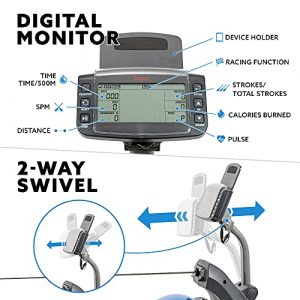 Sunny Health & Fitness Hydro+ Dual Resistance Magnetic Water Rowing Machine